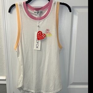 Wildfox Miami Luna Tank Contrast Trim Slouchy Beach Beachy Cotton Top M